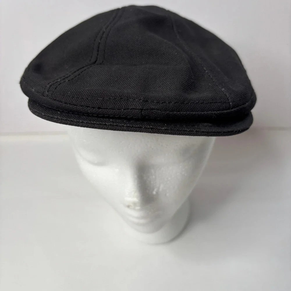 VTG New York Hat‎ Co Black Canvas Newsboy Cap Mens S/M Union Label USA Made